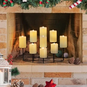 Candeldo Candelabra Fireplace Candle Holder: Black Metal Pillar Candle Holder... - Imagen 1 de 7