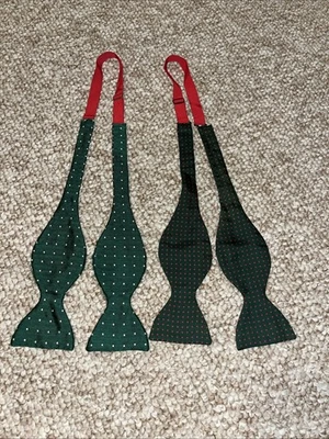 2 Pajaritas Turnbull & Asser Verde Lunares Seda Hechas en Inglaterra Ajustables Foto 1 de 4