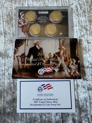 2007 U.S. Mint Presidential One Dollar 4 Coin Proof Set, Original Package & COA - Image 1 of 4