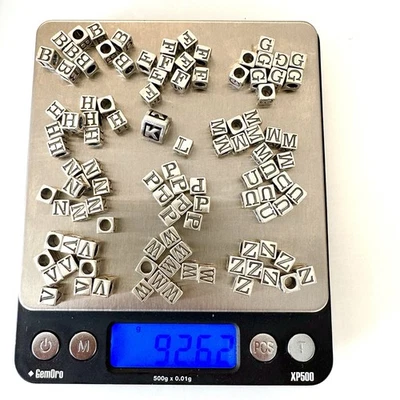 Square Bracelet Initial Charm Sterling Silver Wholesale Lot  Alphabet Block Bead - Image 1 of 3