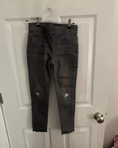 Youth Girls Justice Jeggings Size 8 Black Distressed Elastic Waist Skinny Leg - Picture 1 of 3