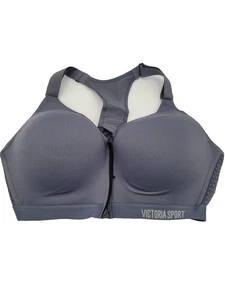Victoria's Secret Sport Lightly Lined Strappy Sports Bra Size 36DD Gray Zip - Picture 1 of 8