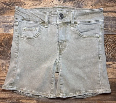 Bermudas American Eagle para mujer talla 0 color caqui tostado lavado medio entrepierna midi 5" Foto 1 de 4