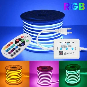 1m-25m RGB LED Neon Flex Rope Strip Lights Waterproof 220V 230V Outdoor Lighting - Picture 1 of 17