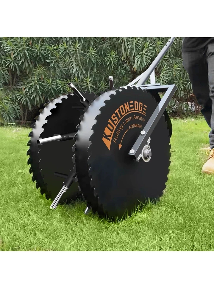 Patented Rolling Lawn Coring Aerator Yard Grass Pulling Plugs Manual Aeration... - Image 1 of 4