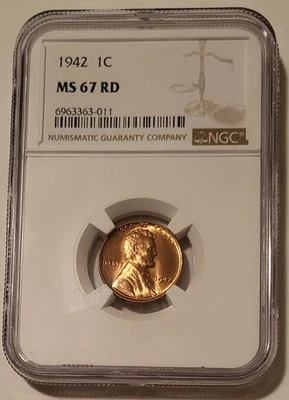 1942 Lincoln Wheat Cent MS67 RED NGC - Image 1 of 4