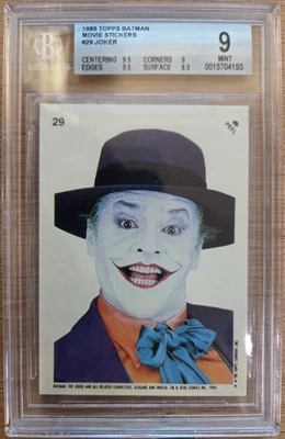 1989 Topps Batman - The Movie - Joker Sticker #29 BGS 9 RARE Low Pop - Image 1 of 2
