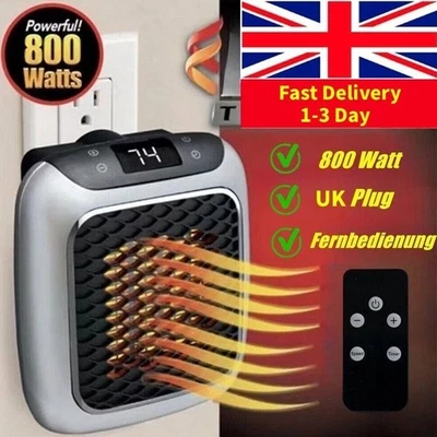 Electric-Wall-Plug-In-Heater-Fan-2-Heatings-Timer-Portable-Space-Heater-+Remote