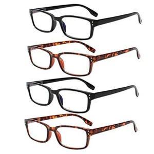 4 Pack Reading Glasses for Women/Men Spring 2 Black 2 Tortoise 1.5 Diopters - Picture 1 of 7