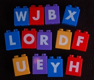 MEGA Blox ~ ALPHABET TILES ~ Assorted Letter Blocks ~ 13 pcs. ~ Pre-Owned - Picture 1 of 3