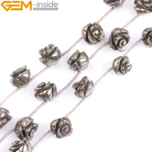 Natural Stone Silver Gray Pyrite Flower Beads For Jewelry Making Free Shipping - Picture 1 of 14