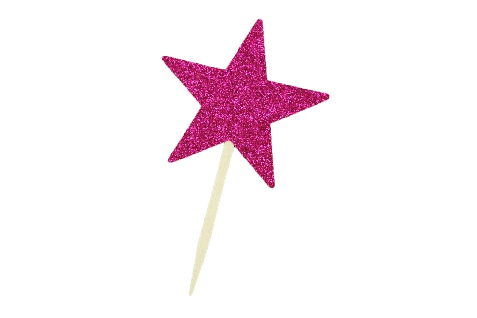 Brillo 2-1/2" ESTRELLA Cupcake Toppers Decoración Fiesta de Cumpleaños ELIGE Paquete y COLOR Foto 1 de 1