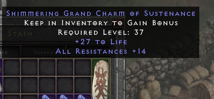 Diablo 2 Resurrected D2R: 14 All Resists/ 27 Life Grand Charm - PC - SC- NL - Image 1 of 1