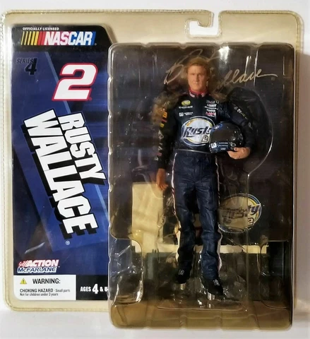 McFarlane NASCAR #2 Rusty Wallace Series 4 Blue Firesuit No Glasses Figure 2005 Cover