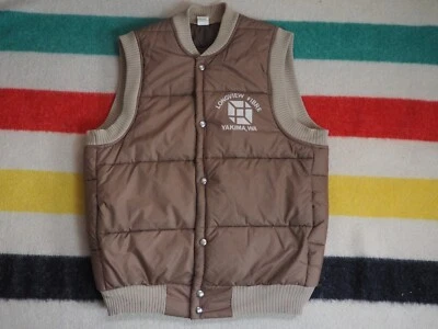 Chaleco acolchado retro a presión Yakima WA PNW marrón claro años 70 EE. UU. Para hombres M usado en excelente estado Foto 1 de 4