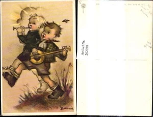 202038, Postal de artista Bonnie niños niños niños tocando flauta mandolina - Imagen 1 de 1