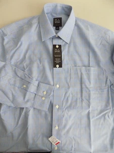 NEW JOS A BANK Traveler Mens Button Front Shirt MEDIUM Blue Check NWT - Picture 1 of 5