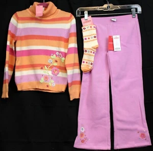4pc Set NEW 2006 Gymboree Snow Blossom sz 7 Sweater Fleece Pants Sock Turtleneck - Picture 1 of 8