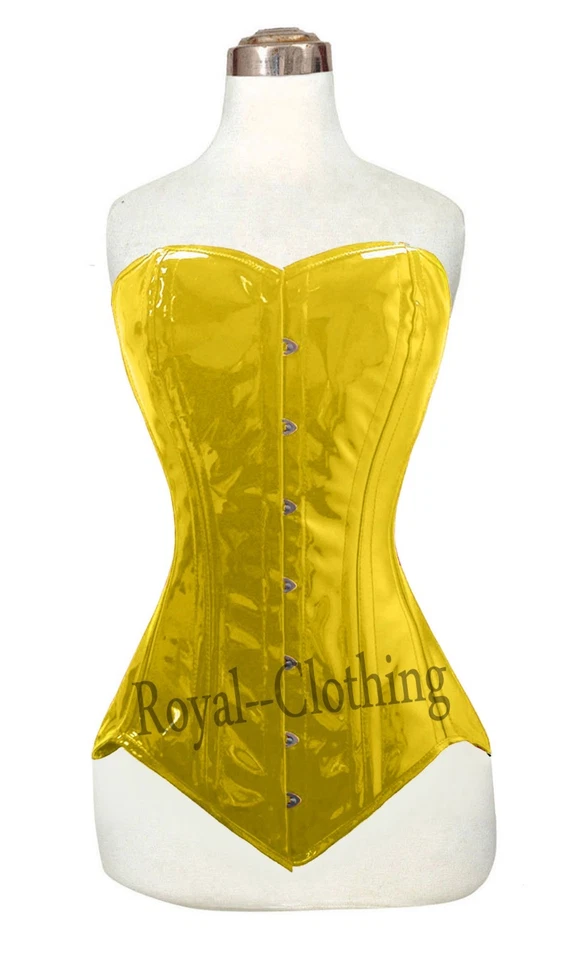 Double Steel Boned Heavy Duty Long Line Overbust Faux/Artificial Leather Corset - Image 1 of 1