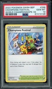 Pokemon Champions Festival 2022 English World Championships Promo SWSH296 PSA 10 - Picture 1 of 2