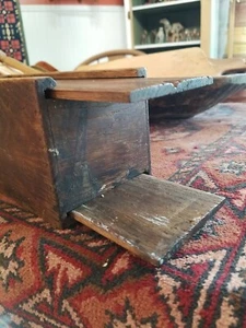 RARE PRIMITIVE ANTIQUE HANDMADE WOODEN **DOUBLE** SLIDE TOP DOCUMENT BOX.   OAK? - Picture 1 of 12