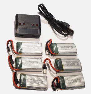 Full 6 Pack + Charger - LiPo Small Drone Battery 3.7V 500mAh 20C - Ships from US - Picture 1 of 5