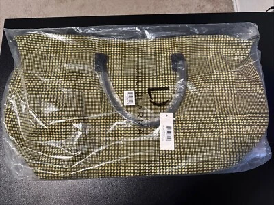 Lulu Dharma 黑色和黄色格子 Frasier Weekender 包隔夜旅行托特包全新带标签 — 第 1/4 张图片