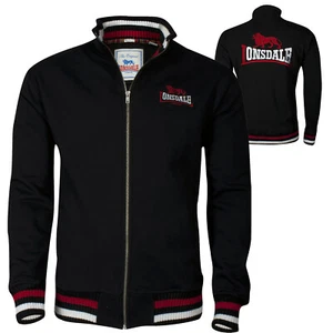 Lonsdale DOVER Black Zip Jacket Sweatshirt Embroidered Back Logo Regular Fit - Picture 1 of 12