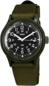 Timex Watch TW2P88400 Original Vietnam Camper 36mm Black Dial Khaki Nylon Strap - Picture 1 of 8