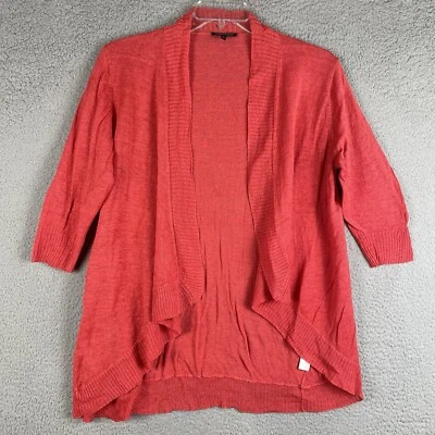 Cárdigan suéter de lino Eileen Fisher para mujer XL rosa coral tejido fino frente abierto Foto 1 de 4