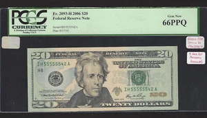 Quartet of 2006 Matching Serial Number 55555542 FRN's 3-$1’s and $20, Gem Unc! - Picture 1 of 10