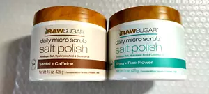 2 x Raw Sugar Daily Micro Salt Scrub - Shea + Rice Flower & Santal + Caffeine - Picture 1 of 3