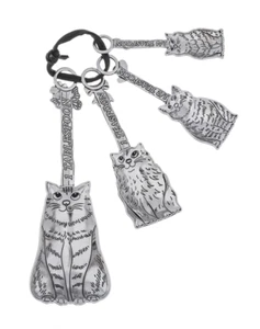 TBOT silver Kitty Cat nesting MEASURING SPOON SET 4 pc kitchen Ganz er55824 - Picture 1 of 7