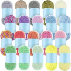 20 Skeins Scrubby Yarn for Dishcloths Assorted Colors Yarn for Crocheting Polyes - Picture 1 of 6