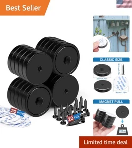 Versatile 110lb Neodymium Magnets - Pack of 20 with Screws and Adhesive Tapes - Picture 1 of 9