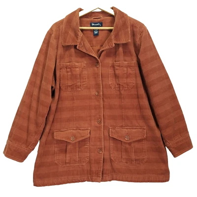 Chaqueta de pana a cuadros Denim & Co para mujer 1X forrada en rojo ladrillo tareas occidentales Foto 1 de 4