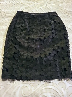 Falda vintage Lillie Rubin encaje negro superpuesto noche cóctel talla 6  Foto 1 de 4