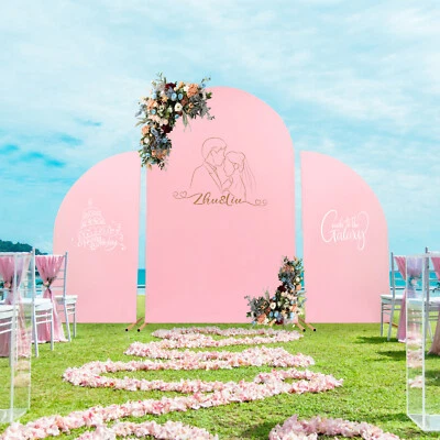 Pink Wedding Arch Cover & Golden Wedding Arch Backdrop Stand Set Party Ceremony - Image 1 of 4