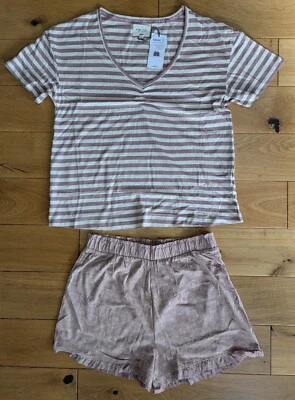 Ex Next Pink Cotton Blend Jersey Shorty Pyjama Set Size X Small (34) - Image 1 of 4