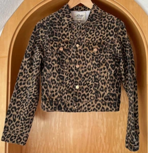 Italy Mode Damen Jacke Jeansjacke Leo Animalprint cognac braun schwarz 38 M NEU - Bild 1 von 3