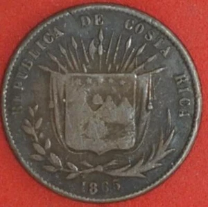 1865GW Costa Rica 10 Centavos Fine+ - Picture 1 of 2