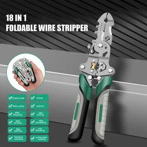 18 in 1 Foldable Wire Stripper New Multi-function Wire Stripping Pliers 8 Inch - Picture 1 of 14