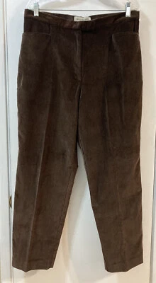 Calça David Brooks Petites de veludo frente plana marrom bolsos laterais 16P - Imagem 1 de 4