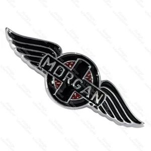 VINTAGE MORGAN CARS CAR METAL BONNET HOOD BADGE EMBLEM BLACK & CHROME New - Bild 1 von 4