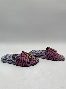 Versace Women's Rainbow Logo Print Multi-Color Pool Slides Size 36 - Picture 1 of 7