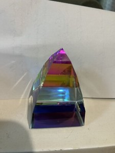 New ListingSwarovski Silver Crystal Multicolor Pyramid Paperweight With Original Box