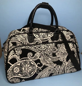 Bolso de Mano Estuche de Transporte Blanco y Negro Patrón Doble Asas Correa para el Hombro Cremalleras - Imagen 1 de 7