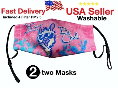 Kids 2 Pack Face Mask Reusable Washable Adjustable Face Mask Cover Mouth Unisex - Image 1 of 4