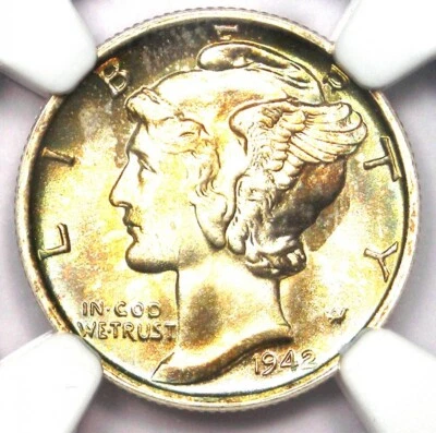 1942-S Mercury Dime 10C Coin - Certified NGC MS67+ FB Plus Grade - $2,450 Value - Image 1 of 4