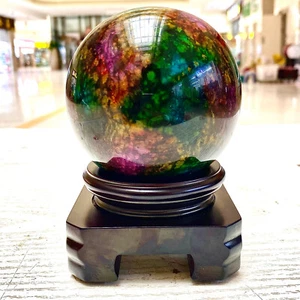 Bola de pulido de cristal de jade colorido natural de 3,39 lb/Taiwán, China - Imagen 1 de 15